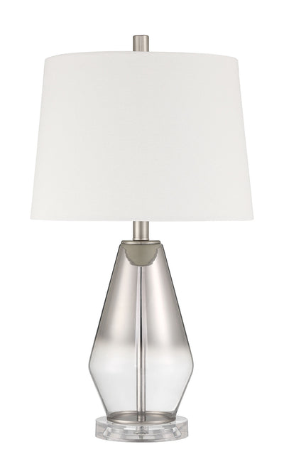1 Light Glass/Metal Base Table Lamp in Ombre Mercury/Brushed Nickel