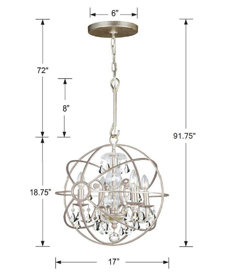 Solaris 4 Light Swarovski Strass Crystal Olde Silver Mini Chandelier Crystorama