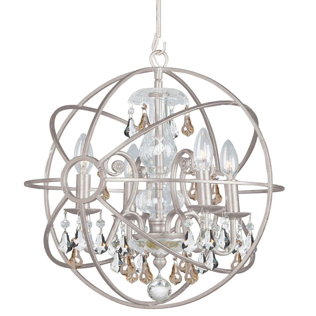 Solaris 4 Light Golden Shadow Crystal Olde Silver Mini Chandelier Crystorama