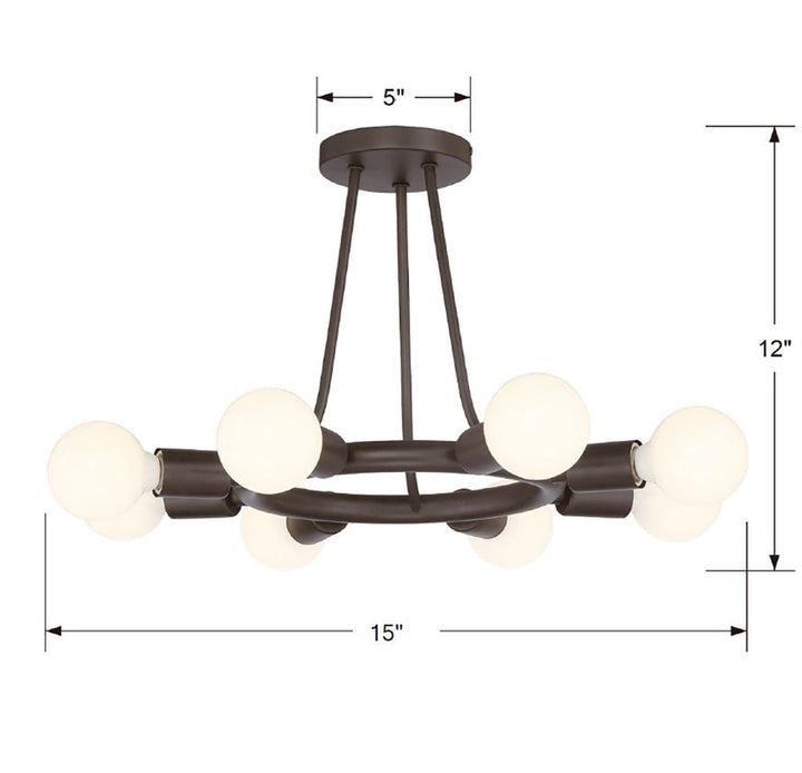 Crystorama Crystorama Dakota 8 Light Charcoal Bronze Semi Flush Mount