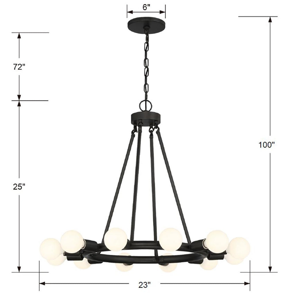 Dakota 12 Light Black Chandelier Crystorama