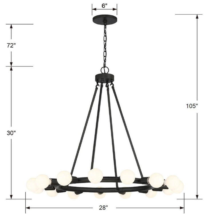 Dakota 15 Light Black Chandelier Crystorama