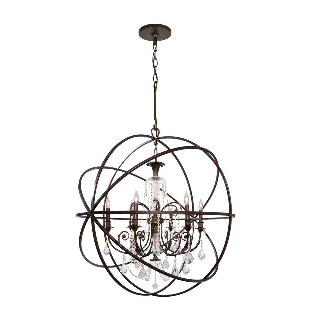 Solaris 6 Light English Bronze Chandelier Crystorama