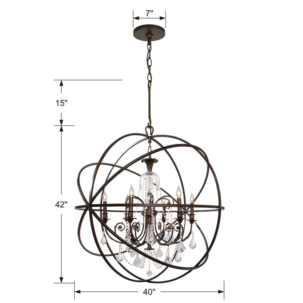 Solaris 6 Light English Bronze Chandelier Crystorama