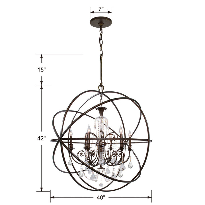 Solaris 6 Light English Bronze Chandelier Crystorama