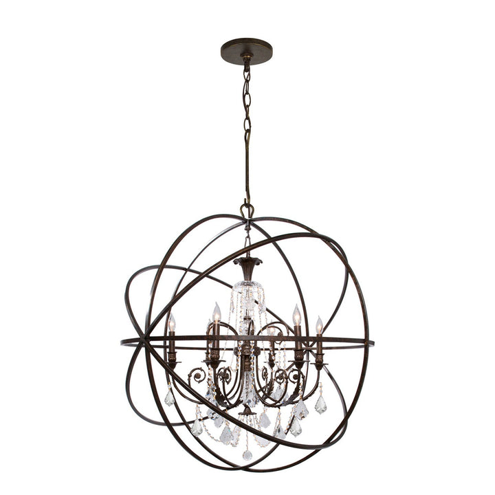 Solaris 6 Light Spectra Crystal English Bronze Sphere Chandelier Crystorama