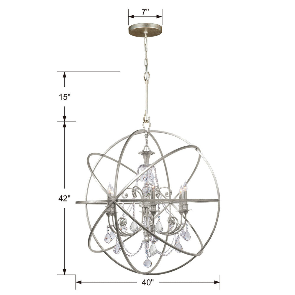 Solaris 6 Light Olde Silver Chandelier Crystorama