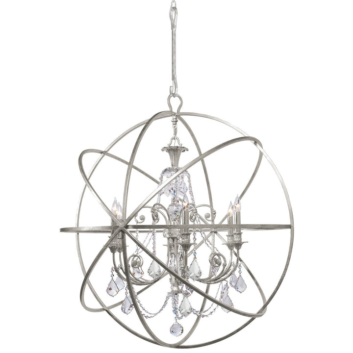 Solaris 6 Light Swarovski Strass Crystal Olde Silver Sphere Chandelier Crystorama