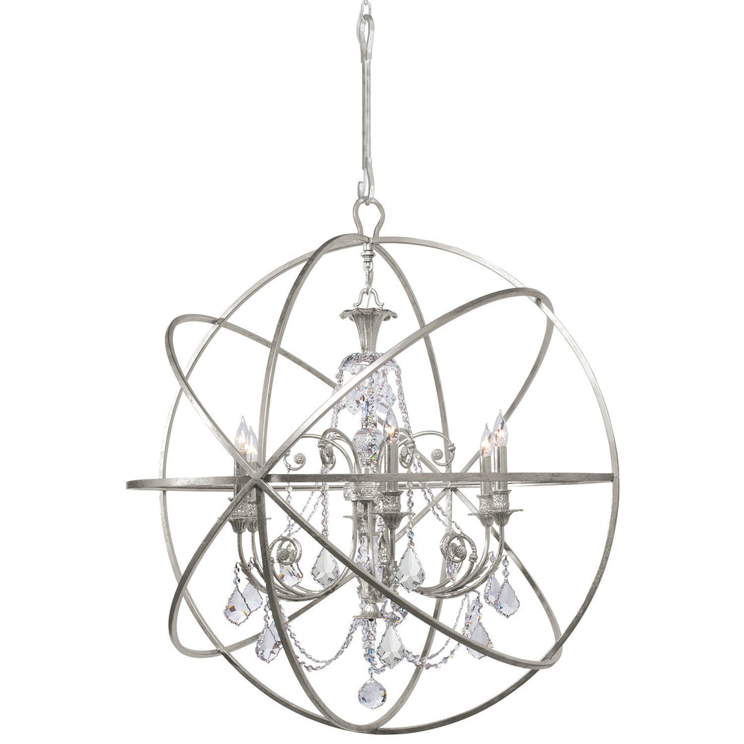 Solaris 6 Light Spectra Crystal Olde Silver Sphere Chandelier Crystorama