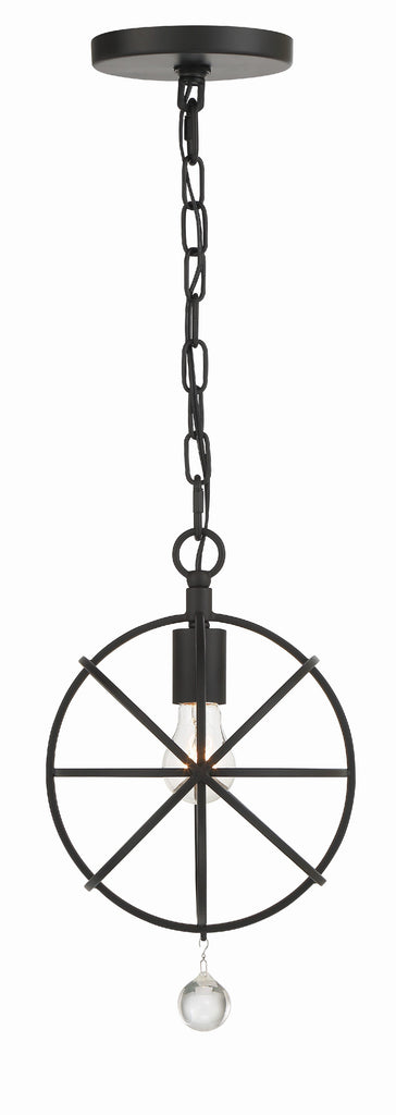 Solaris 1 Light Black Mini Pendant Crystorama