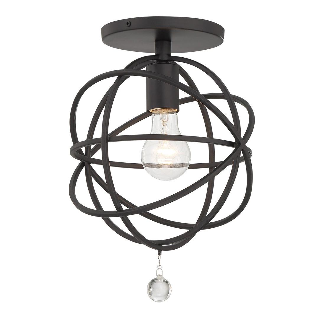 Crystorama Crystorama Solaris 1 Light Black Semi Flush Mount