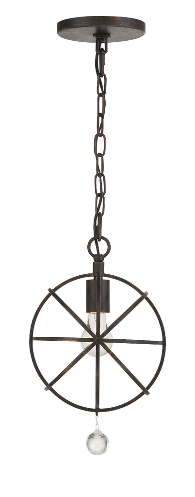 Solaris 1 Light English Bronze Mini Pendant Crystorama