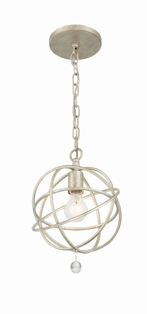 Solaris 1 Light Olde Silver Mini Pendant Crystorama