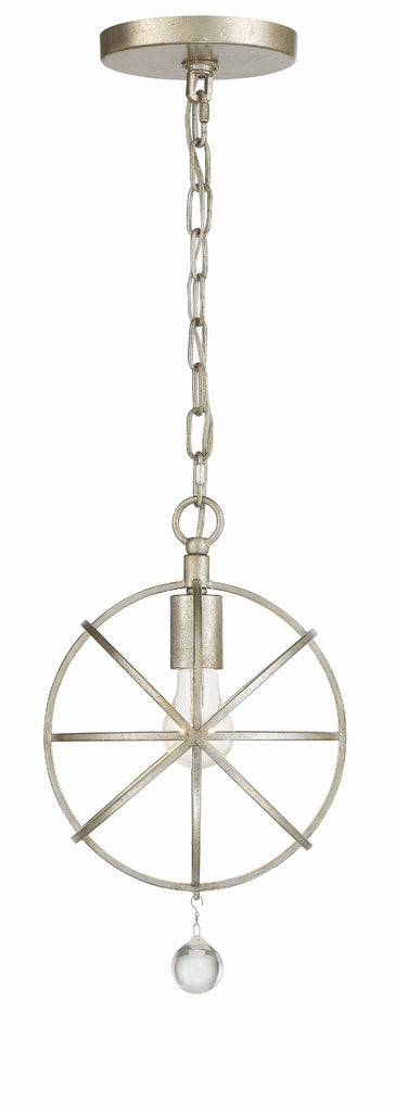 Solaris 1 Light Olde Silver Mini Pendant Crystorama