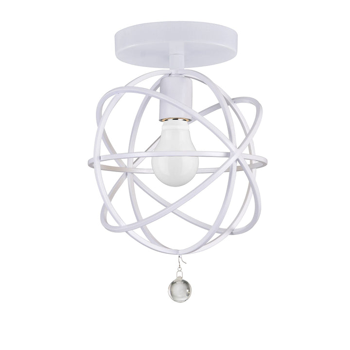 Crystorama Crystorama Solaris 1 Light Wet White Semi Flush Mount