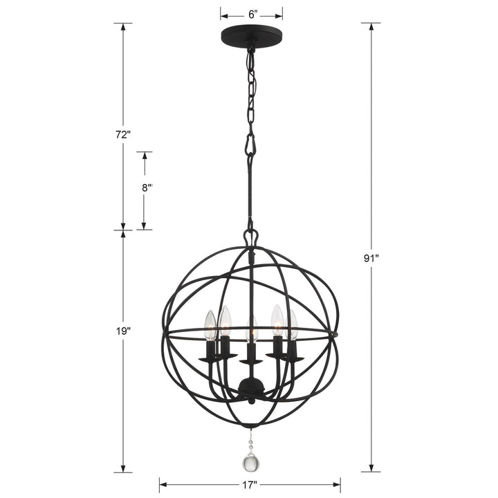 Solaris 5 Light Black Mini Chandelier Crystorama