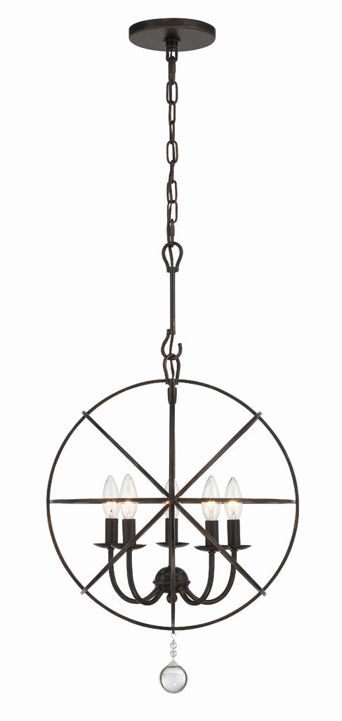 Solaris 5 Light English Bronze Mini Chandelier Crystorama