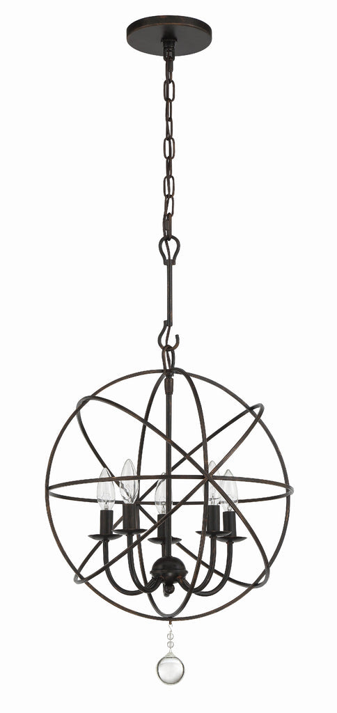 Solaris 5 Light English Bronze Mini Chandelier Crystorama