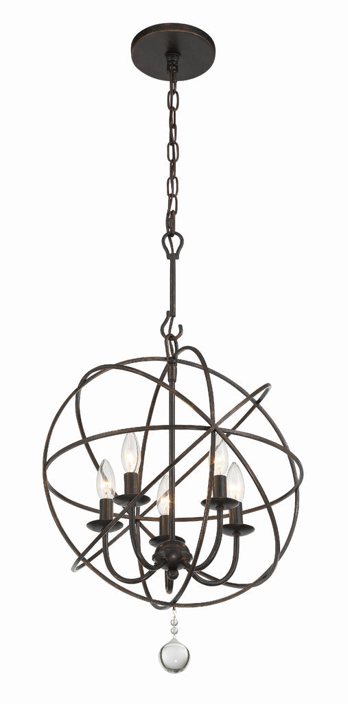 Solaris 5 Light English Bronze Mini Chandelier Crystorama