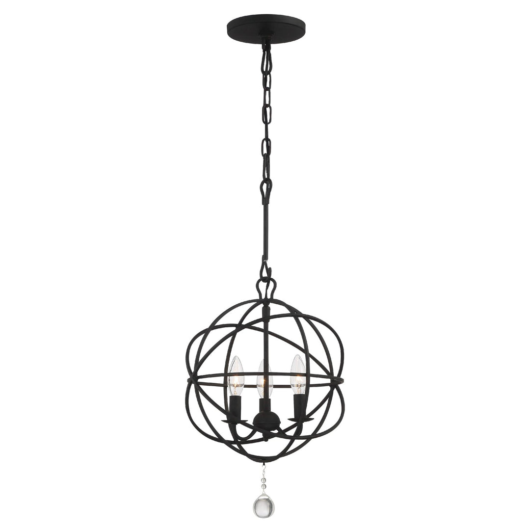 Solaris 3 Light Black Mini Chandelier Crystorama