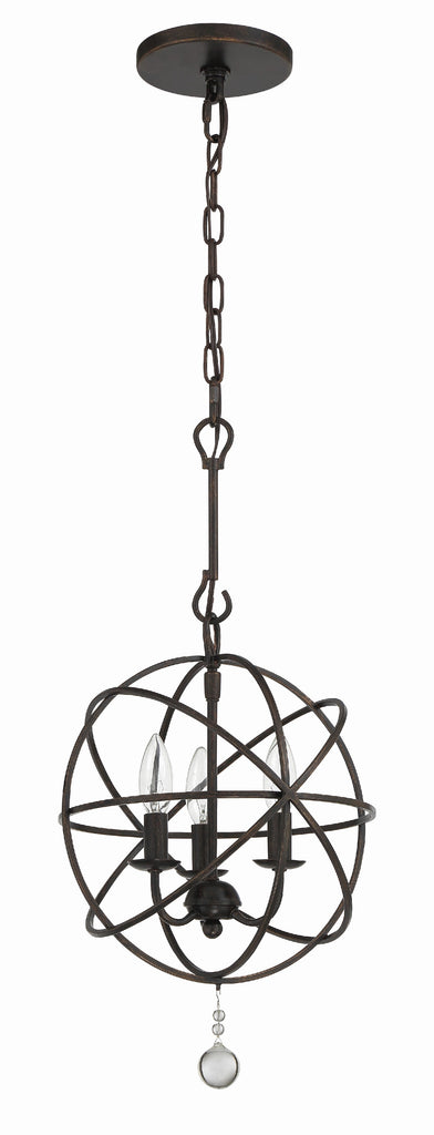 Solaris 3 Light English Bronze Mini Chandelier Crystorama