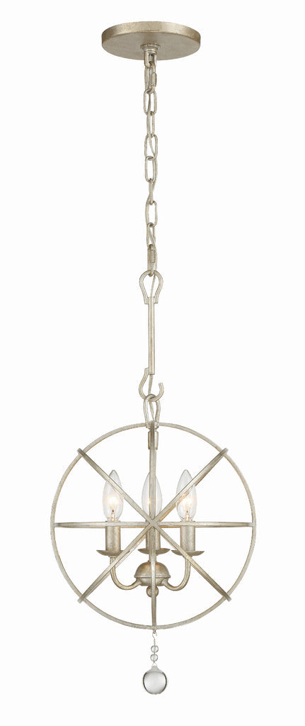 Solaris 3 Light Olde Silver Mini Chandelier Crystorama