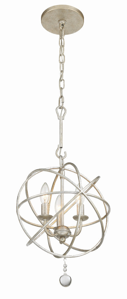 Solaris 3 Light Olde Silver Mini Chandelier Crystorama