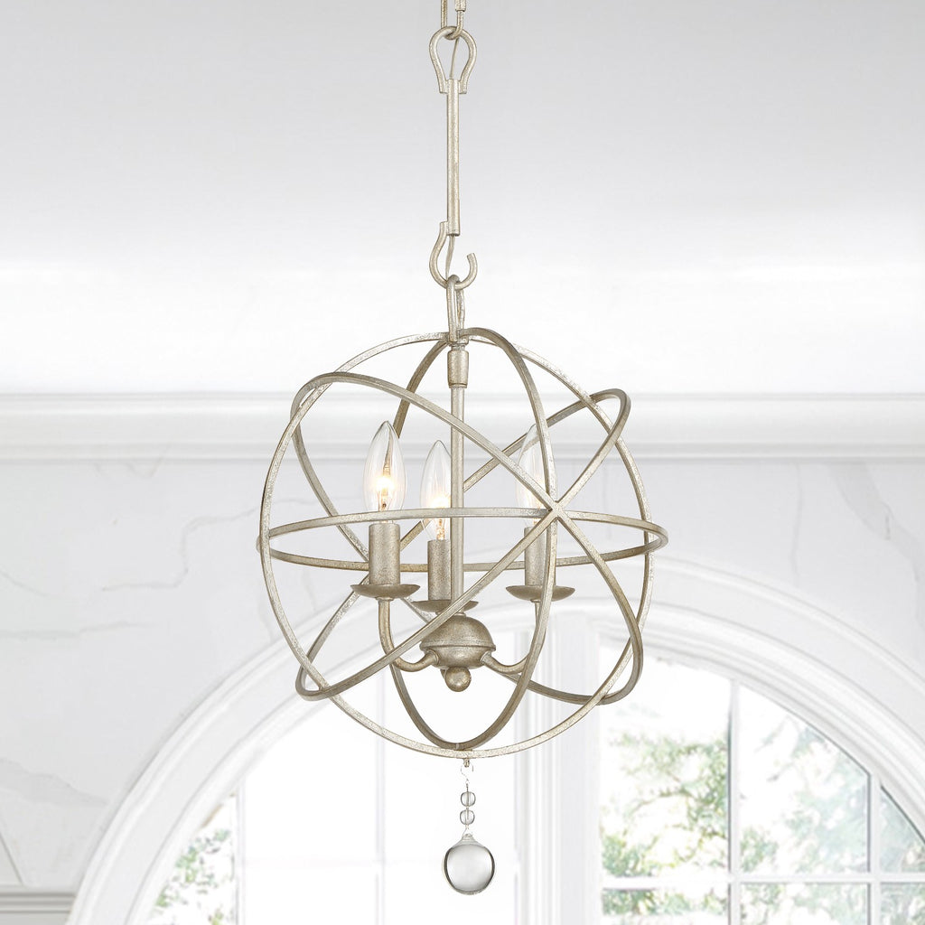 Solaris 3 Light Olde Silver Mini Chandelier Crystorama