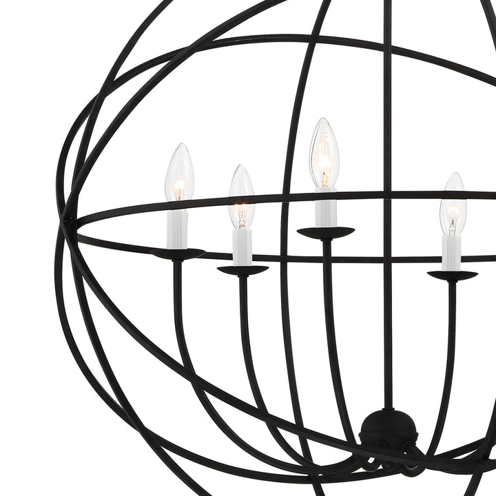 Solaris 6 Light Black Chandelier Crystorama