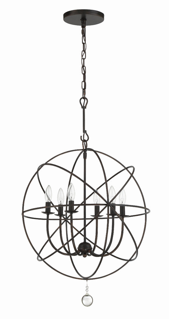 Solaris 6 Light English Bronze Sphere Chandelier Crystorama