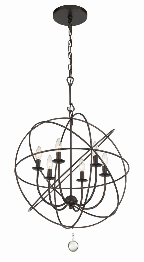 Solaris 6 Light English Bronze Sphere Chandelier Crystorama