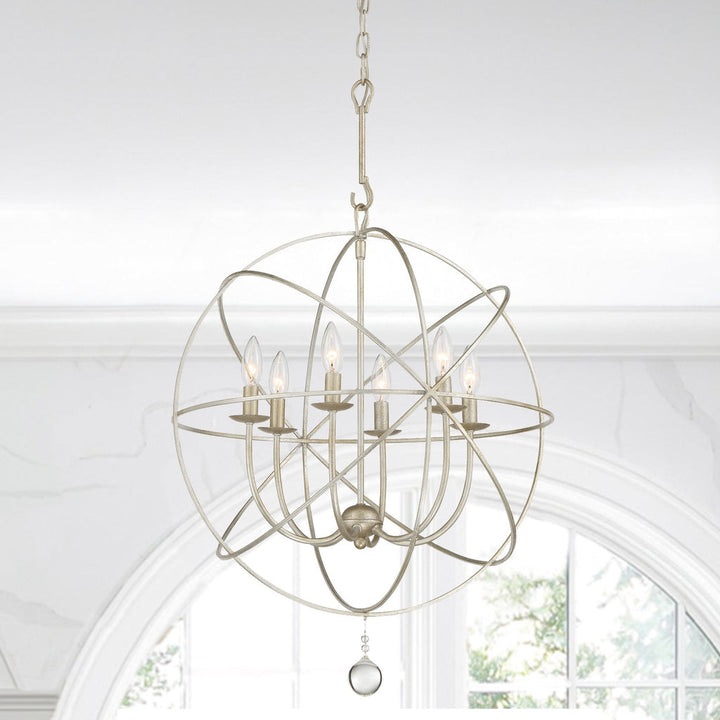 Solaris 6 Light Olde Silver Sphere Chandelier Crystorama