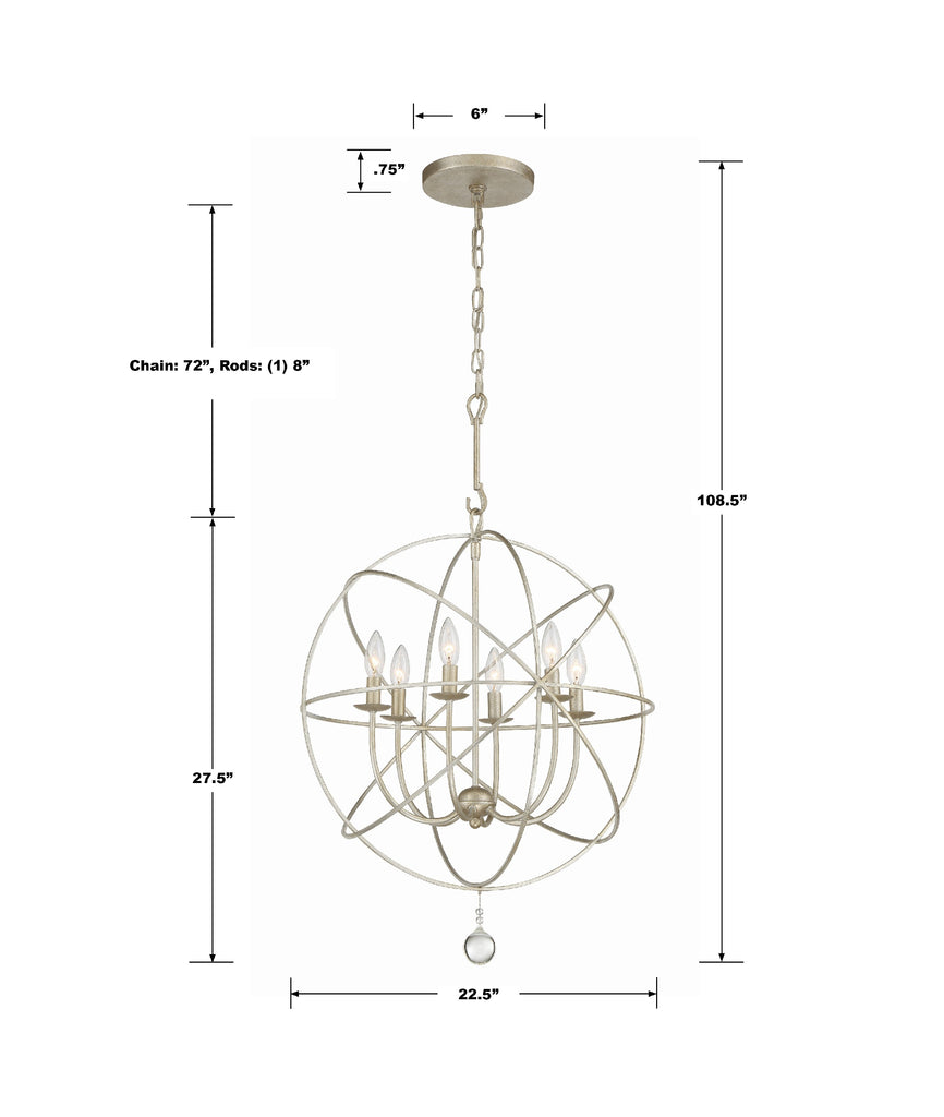 Solaris 6 Light Olde Silver Sphere Chandelier Crystorama