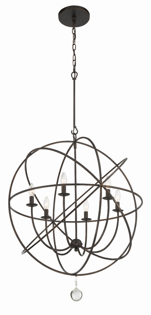 Solaris 6 Light English Bronze Sphere Chandelier Crystorama