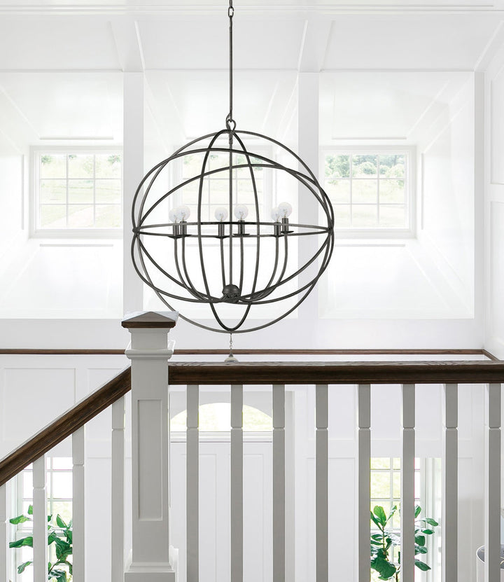 Solaris 6 Light English Bronze Sphere Chandelier Crystorama