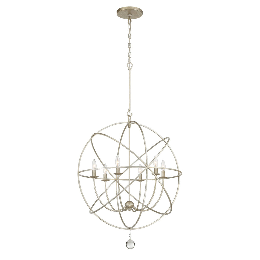 Solaris 6 Light Olde Silver Sphere Chandelier Crystorama