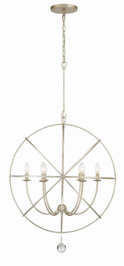 Solaris 6 Light Olde Silver Sphere Chandelier Crystorama