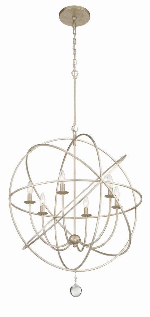 Solaris 6 Light Olde Silver Sphere Chandelier Crystorama