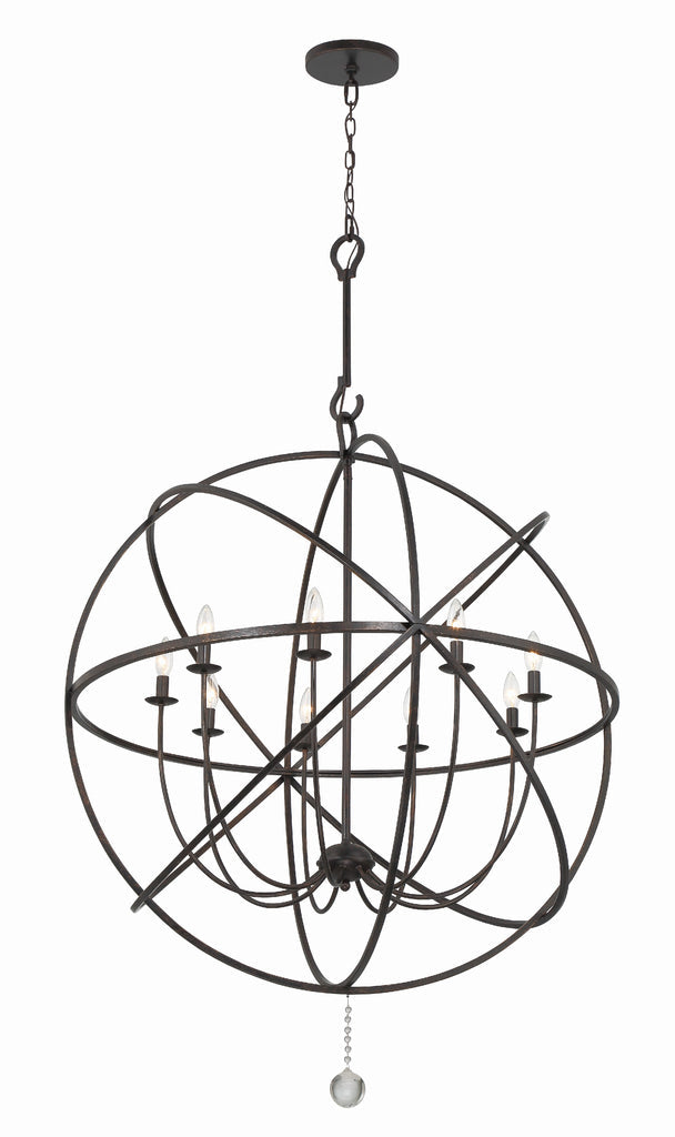 Solaris 9 Light English Bronze Sphere Chandelier Crystorama