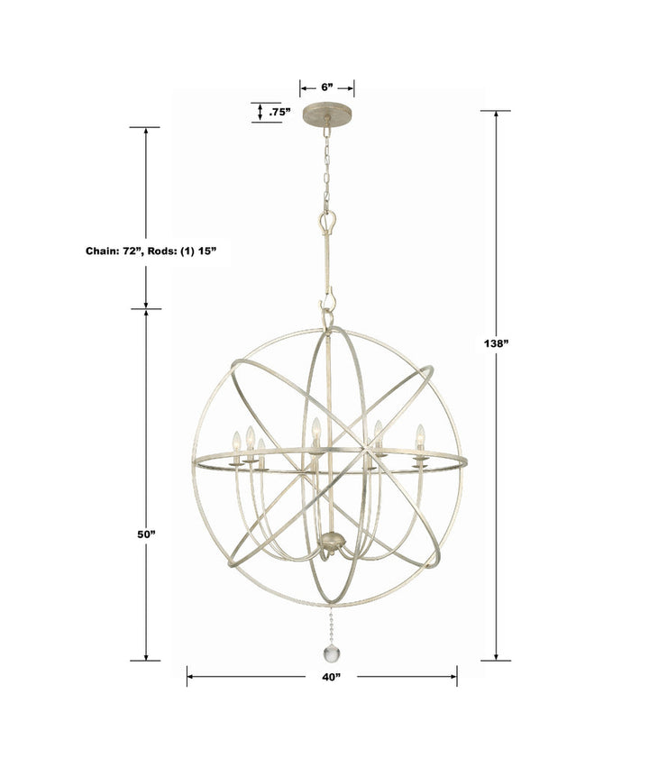 Solaris 9 Light Olde Silver Sphere Chandelier Crystorama