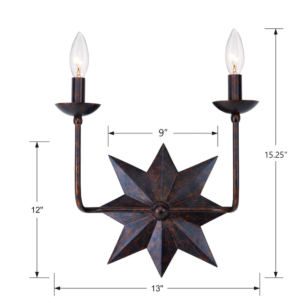 Astro 2 Light English Bronze Sconce Crystorama