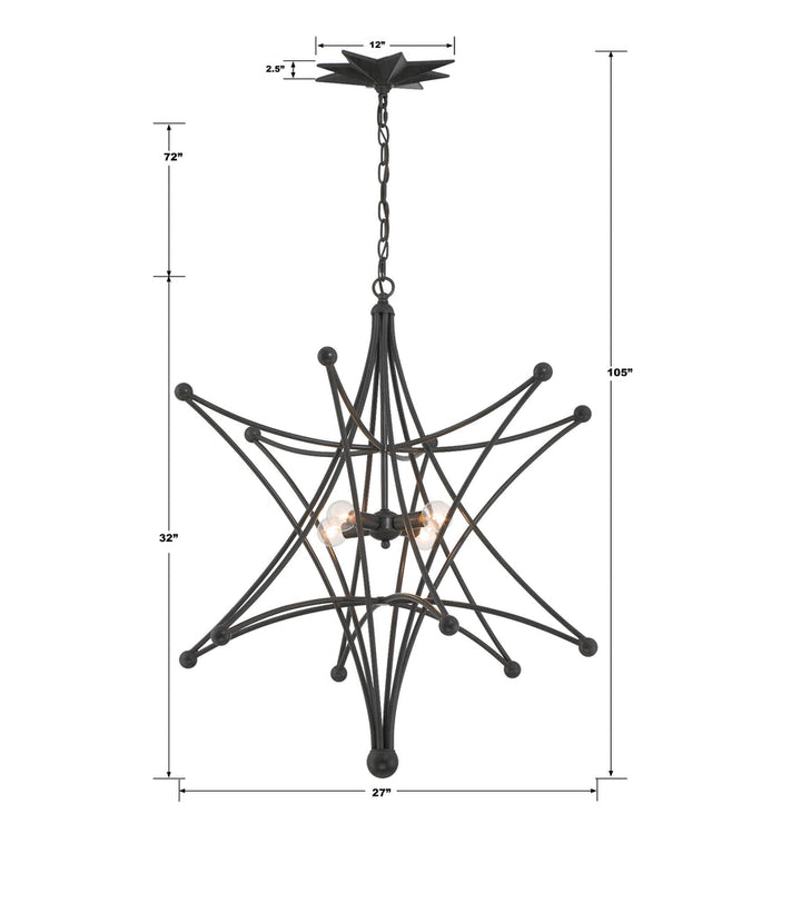 Astro 4 Light Black Chandelier Crystorama