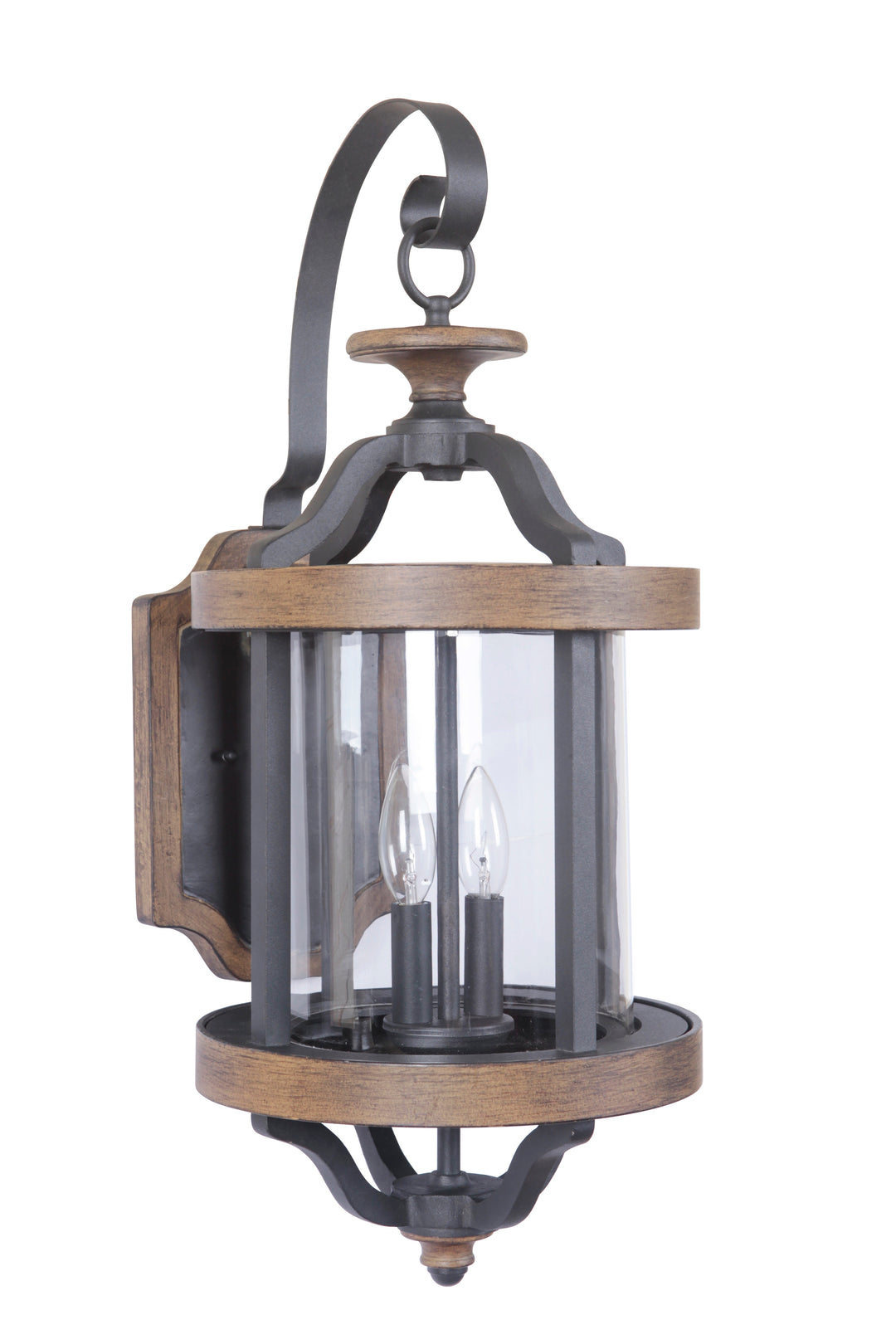 Ashwood 2 Light Large Outdoor Wall Lantern in Textured Black/Whiskey Barrel CRAFTMADE