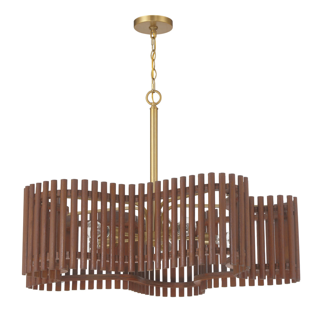 CRAFTMADE Freeform 5 Light Large Chandelier in Satin Brass/Walnut