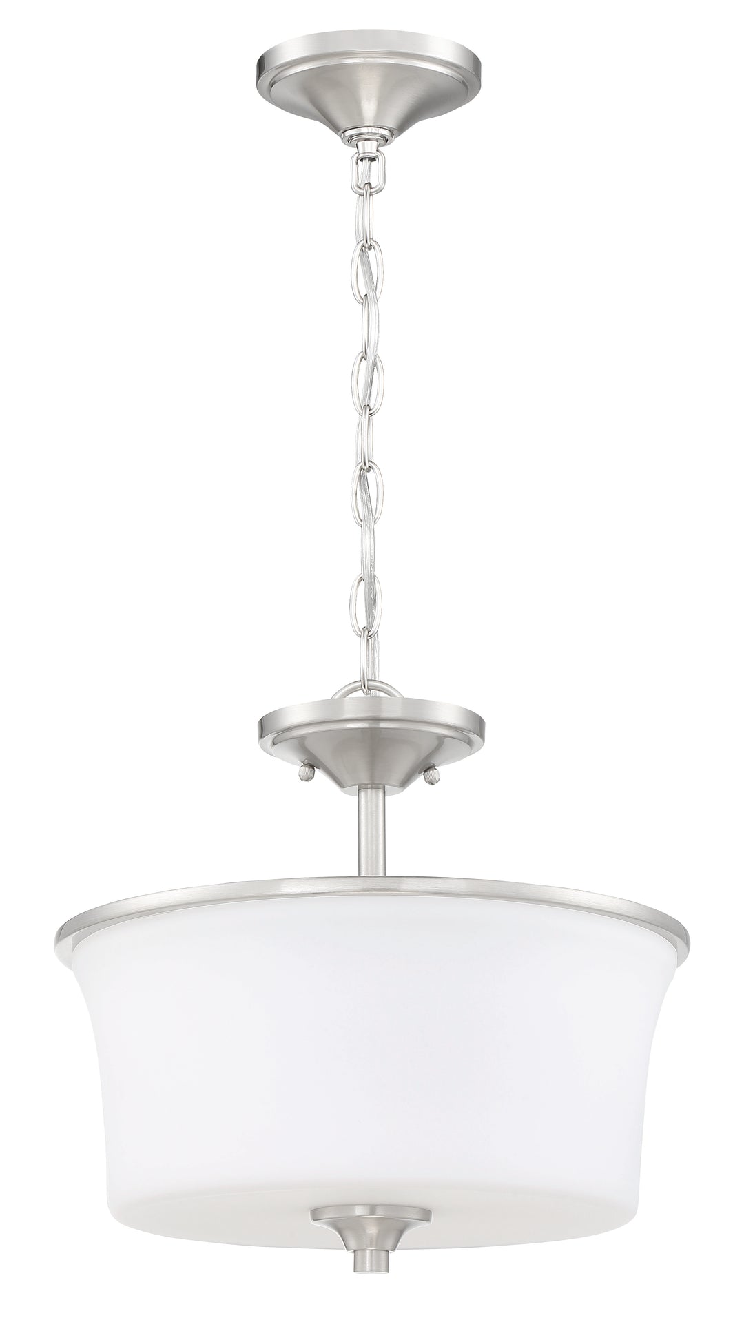 Gwyneth 2 Light Convertible Semi Flush in Brushed Polished Nickel (White Glass) CRAFTMADE