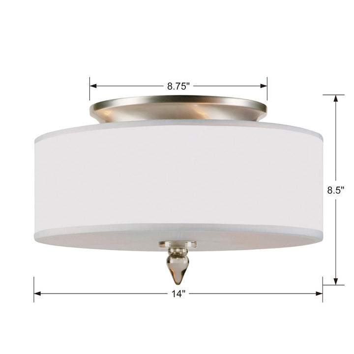 Crystorama Crystorama Luxo 3 Light Drum Shade Satin Nickel Flush Mount