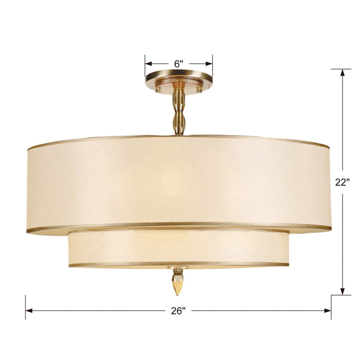 Crystorama Crystorama Luxo 5 Light Antique Brass Semi Flush Mount