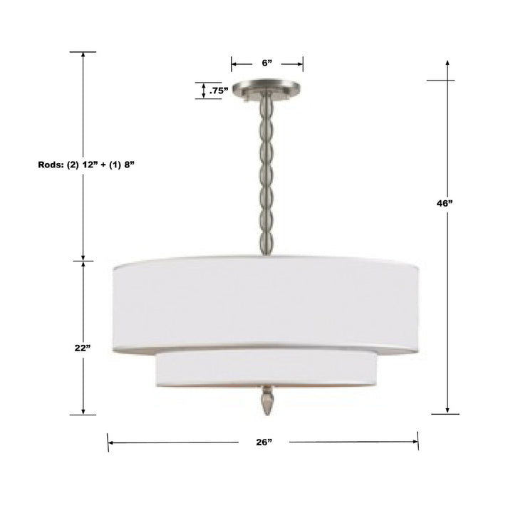 Luxo 5 Light Drum Shade Satin Nickel Chandelier Crystorama