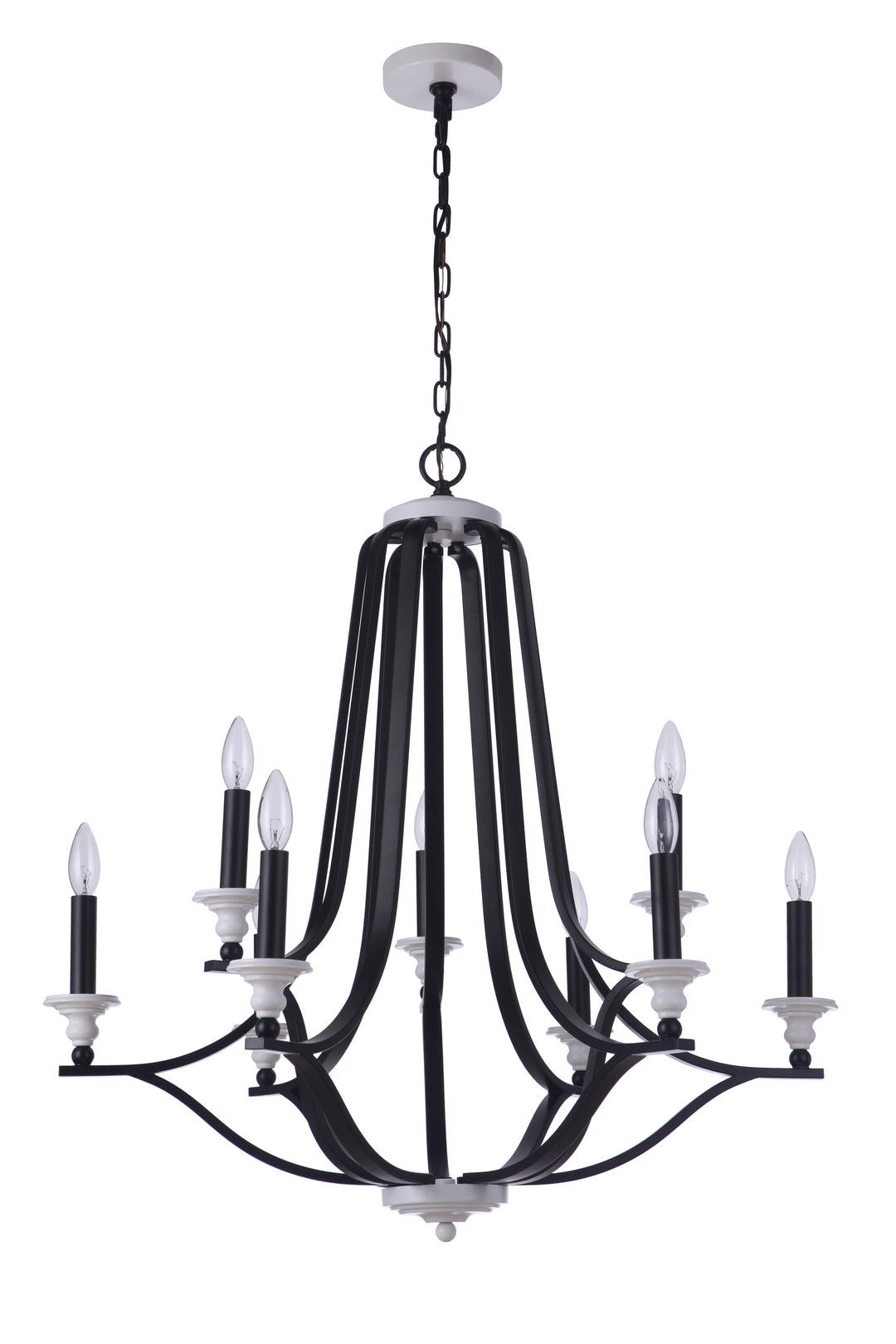 CRAFTMADE Esme 9 Light Chandelier in Flat Black/Matte White