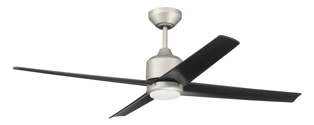 CRAFTMADE 52" Quell Fan, Painted Nickel Finish, Flat Black Blades. LED Light, WIFI and Control Included